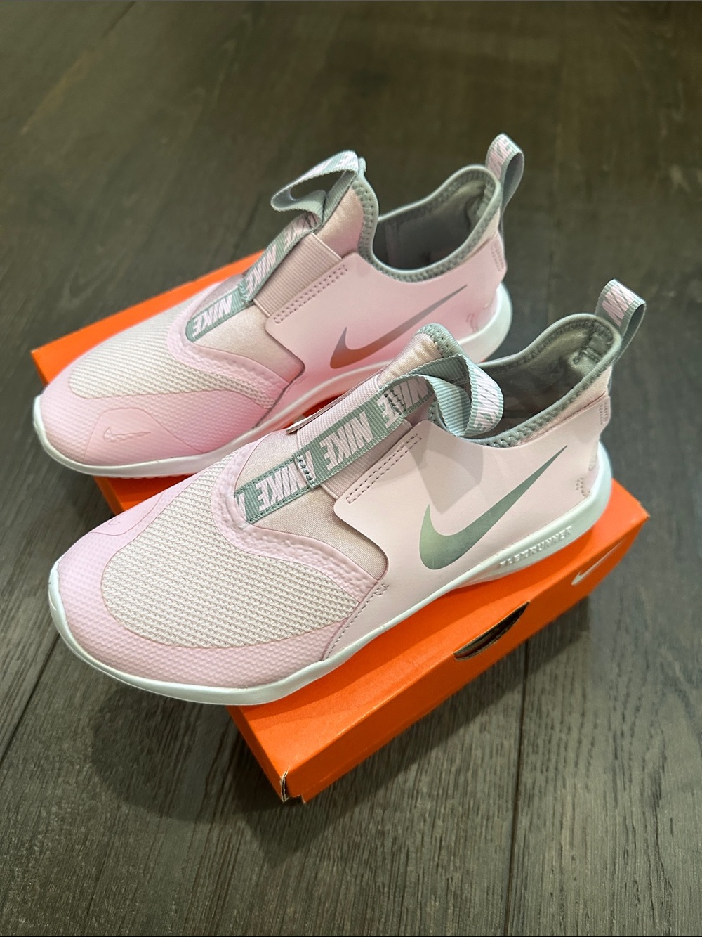 Nike Girls' Runner in Pink Foam with Metallic Silver Accents